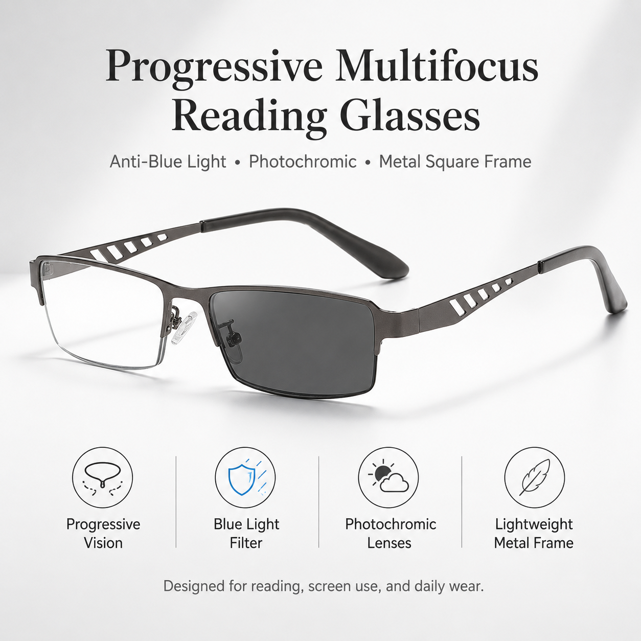 Progressive Multifocus Glasses — Clear Vision for Reading, Screens & Outdoors