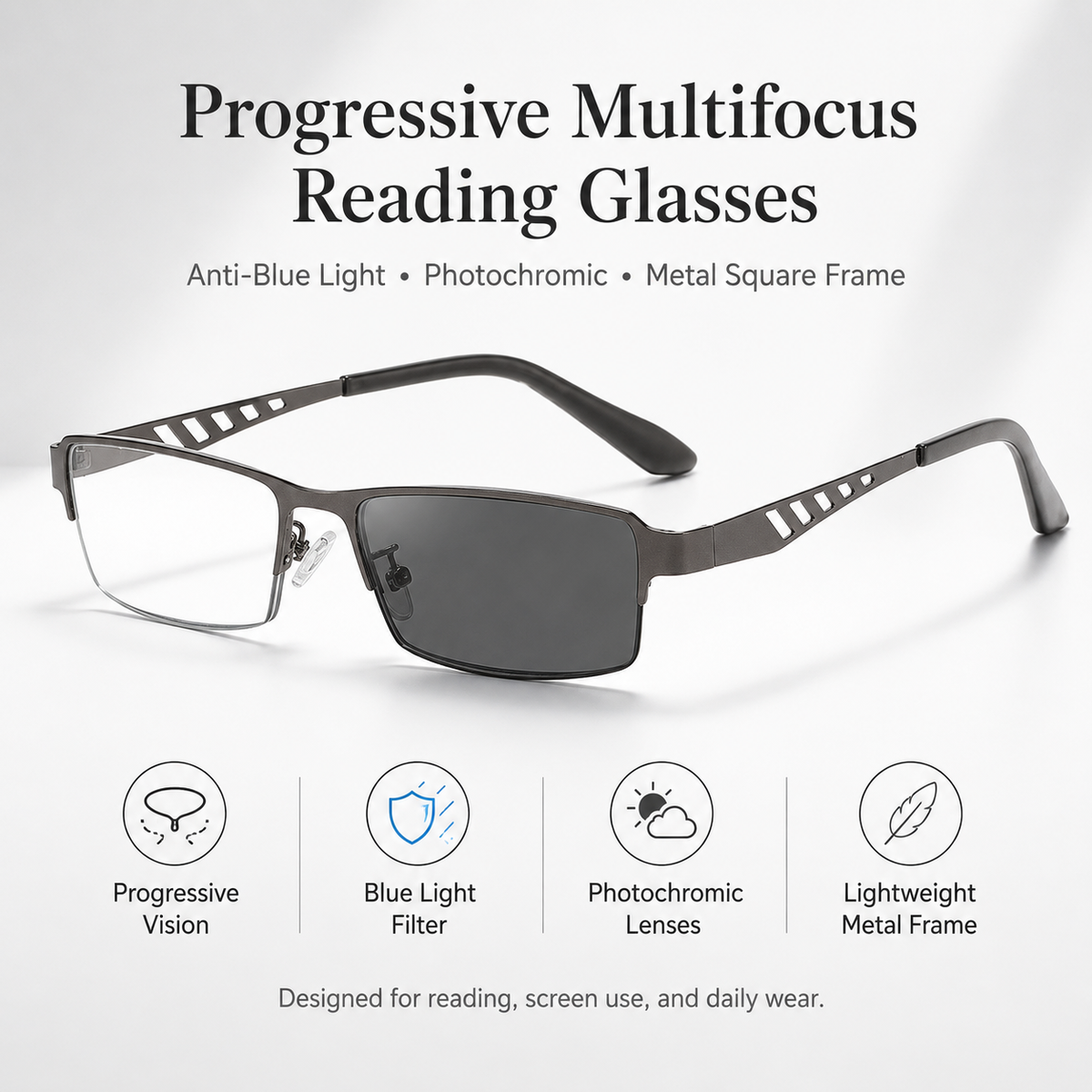 Progressive Multifocus Glasses — Clear Vision for Reading, Screens & Outdoors